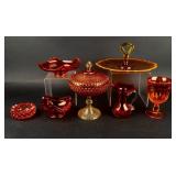 VTG MCM Lot of 7 Amberina Glass Pieces