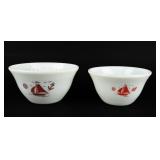 Vintage Lot of 2 "Red Saliboat" Bowls by McKee
