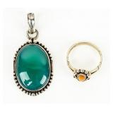 Jewelry Sterling Silver Pendant & Ring