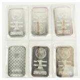 Coin (6) 1 Troy Ounce .999 Silver Bars 6 Troy Oz