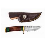 Knife Small Damascus Fixed Blade With Sheath