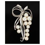 Jewelry Mikimoto Signed Sterling / Pearl Brooch