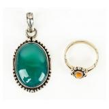 Jewelry Sterling Silver Pendant & Ring