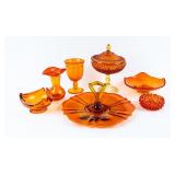 VTG MCM Lot of 7 Amberina Glass Pieces