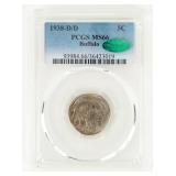Coin 1938-D/D Buffalo Nickel PCGS MS66 CAC
