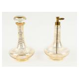 VTG Set of Gold-Banded German Perfume Bottles