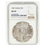 Coin 1987 American Silver Eagle NGC  MS69
