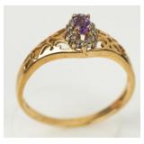 Jewelry 10kt Yellow Gold Diamond & Amethyst Ring