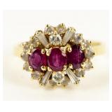 Jewelry 14kt Gold Ruby & Diamond Ring