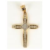Jewelry 14kt Yellow Gold Diamond Cross Pendant