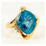 Jewelry 14kt Gold Diamond & Topaz Cocktail Ring