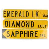 Lot of 3 Reflective Street Name Signs