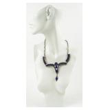 Jewelry Sterling Silver Lapis Petit Point Necklace