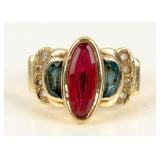 Jewelry 14kt Gold Diamond & Topaz Cocktail Ring