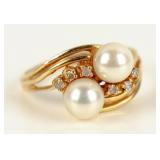 Jewelry 14kt Gold Pearl & Diamond Ring