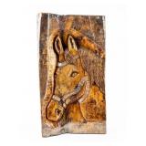 Art Hand Carved Wood Relief Horse