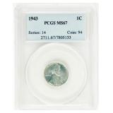 Coin 1943 Lincoln Cent PCGS MS67  Steel Cent