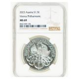 Coin 2023 Austria Philharmonic .999 NGC MS69