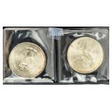 Coin (2) 1983  Mexican 1 Oz .999 Libertad Silver