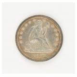 Coin 1859 No Motto Seated Liberty Quarter AU