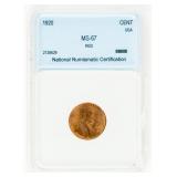 Coin 1920 Lincoln Cent NNC MS67 RED