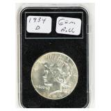 Coin 1934-D Peace Silver Dollar Brilliant Unc.