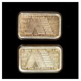 Coin (2) One Troy Ounce .999 Silver Bars