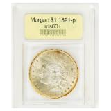 Coin 1891  Morgan Silver Dollar  USCG MS63+