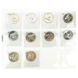 Coin (10) Proof Struck Franklin Half Dollars