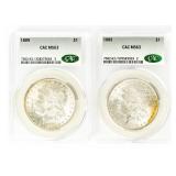 Coin (2) 1889 Morgan Silver Dollars CAC MS63