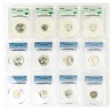 Coin (12)  Silver Graded PCGS & CAC Coinage