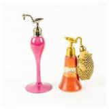 VTG Pair of Pink Perfume Bottles by DeVilbiss