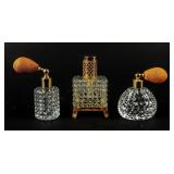 VTG Lot of 3 Colorless Cube-Cut Perfume Bottles