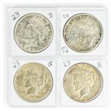 Coin (4) 1923-S Peace Silver Dollars Fine to XF