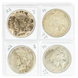 Coin (4) 1922-S Peace Silver Dollars Fine to VF