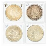Coin (4) 1923-S Peace Silver Dollars Fine to XF