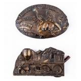 Lot 2 Vintage Belt Buckles Hidden Pipe & Trap-Door