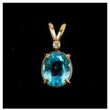 Jewelry 14kt Yellow Gold Blue Topaz Pendant