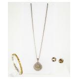 Jewelry Sterling Citrine Necklace Bracelet +