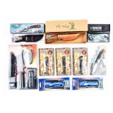 Knife Lot of 10 In Box Including Flashlights
