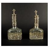 Lot of 2 Antique Decanter Glass Vessels