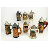 Lot of 8 Vintage Beer Steins from W. Germany