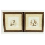 2 Antique Minton, Hollins & Co. Framed Tiles