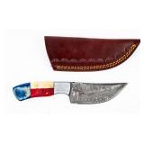 Knife Texas Themed Damascus Fixed Blade