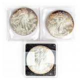 Coin (3) American Silver Eagles 2002 Date
