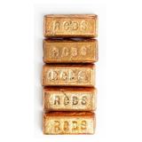 (5) Copper Cast Ingots  40+ Troy Ounces Total