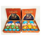 Lot of 2 Antique "Play-Time" Glass Dish Sets