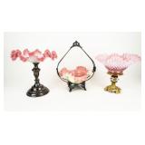 Lot of 3 Fenton Mixed Group Glass Baskets