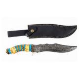 Knife Large Fixed Blade Egyptian Style Damascus