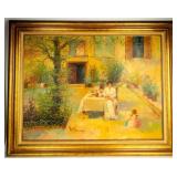 Figures In Garden Oil Painting by John A. Manol
